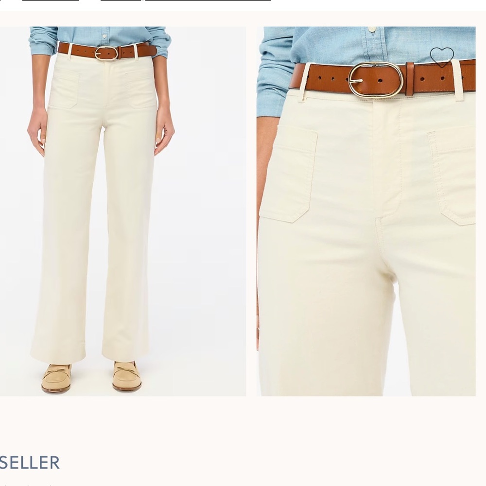NWT! J. Crew Lizzie High-Rise Patch-Pocket Wide-Leg Pant in Natural